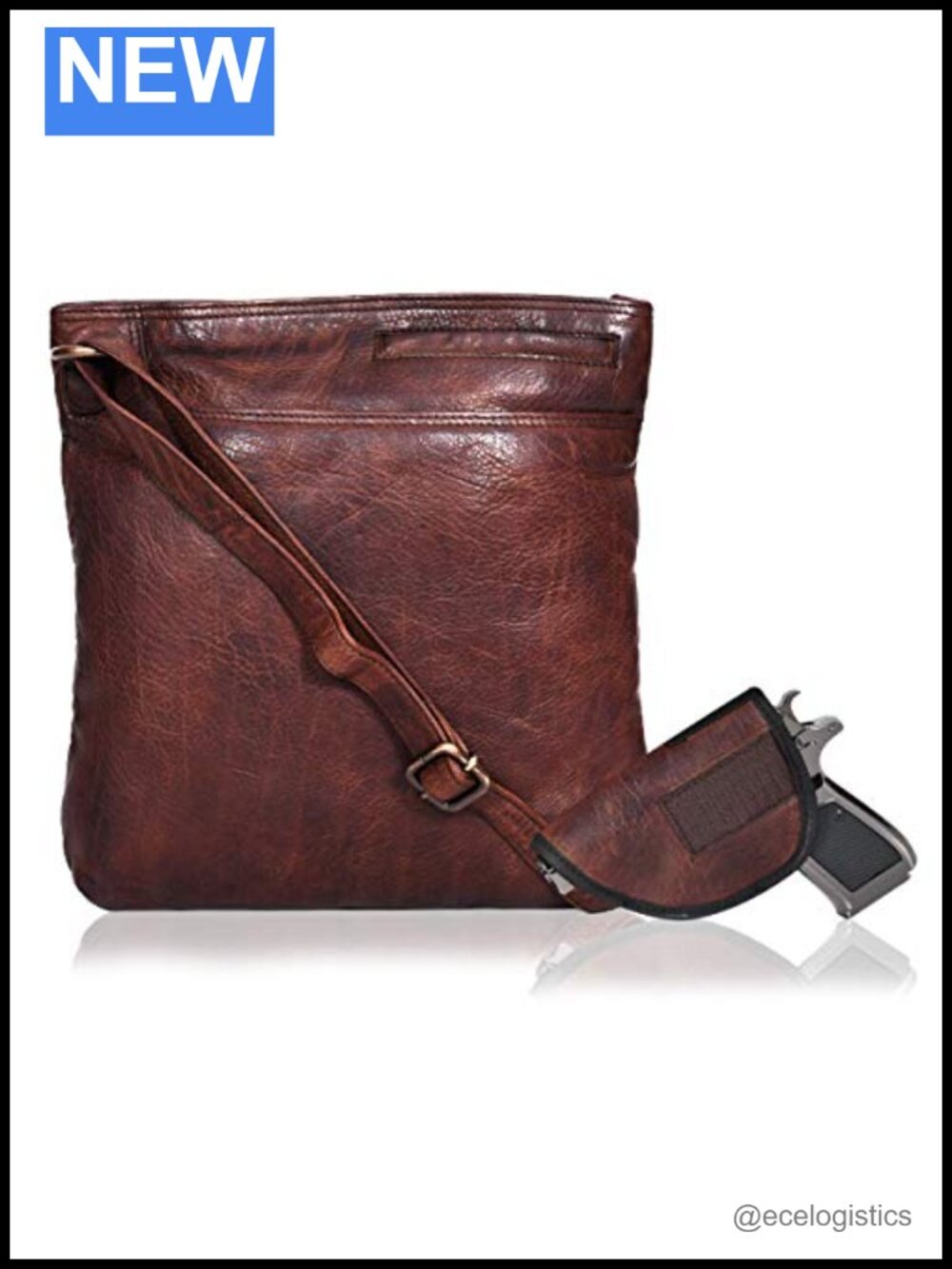 Handmade Leather Crossbody Bag with Detachable Holster